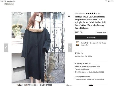 Abrigo negro Forstmann Frizelda Steven’s Telas con cuello de piel sintética Foto 1 de 4