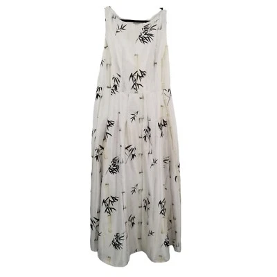 Eshakti white bamboo print formal dress womens plus size 20  20w sleeveless maxi - Image 1 of 4