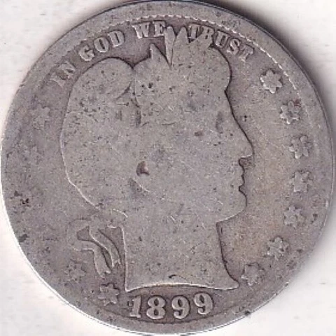 1899 SILVER Barber Quarter #227 - AG - BEAUTIFUL COLOR - BEAUTIFUL COIN Cover