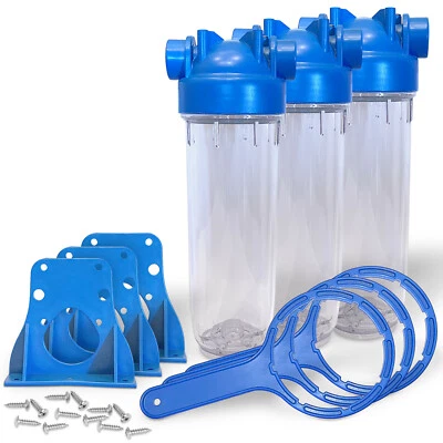 RONAQUA 3 European Design Transparent Standard 10 inch Water Filter Housing, 3/4” Port