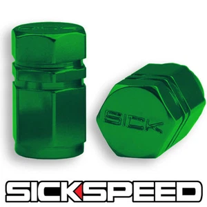 2 GREEN HEXAGONAL ANODIZED ALUMINUM VENTIL VALVE STEM CAPS FOR MOTORCYCLE M1 - Foto 1 di 1