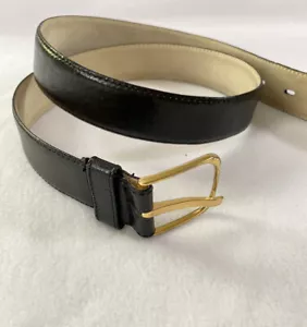Teakwood Cashmere Cowhide Lined Men’s Black Leather Belt size 30 - Picture 1 of 5