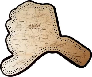 Alaska Shaped Road Map Cribbage Board - Picture 1 of 1
