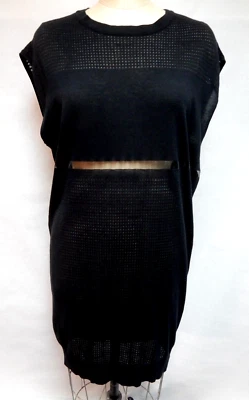 Vestido AllSaints Negro Tejido Hasta la Rodilla Filamento Manga Gorra Mezcla Algodón Talla 8 Foto 1 de 4