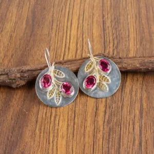Pink Tourmaline Gemstone 925 Sterling Silver Earring Handmade jewelry Earring - Picture 1 of 3