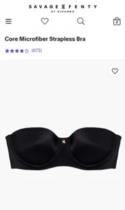 Savage X Fenty- Strapless/ Multi-Way Straps Bra (Black Caviar)-36C - Picture 1 of 6