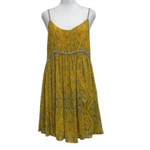 Vestido Babydoll Free People Amarillo Tan Bonito Chifón Correa Trenzada Sol Talla S ASO - Imagen 1 de 12