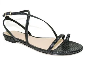 Via Spiga Women's Calandre Sandals Black Leather Size 7.5 M - Picture 1 of 6