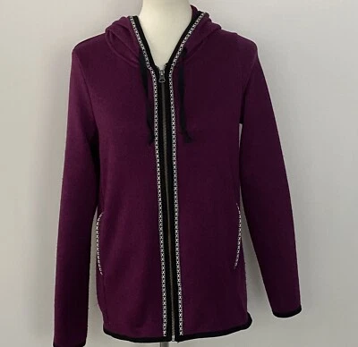 Chaqueta para mujer Mossimo Supply Co con capucha borgoña negra cremallera completa talla mediana Foto 1 de 4