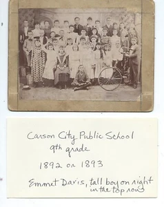 vintage photo CARSON CITY Michigan Public SCHOOL 9th grade class in 1893 E Davis - Picture 1 of 1