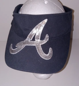 Rara visiera parasole argento paillettes Atlanta Braves blu scuro regolabile donna marca 47 - Foto 1 di 6