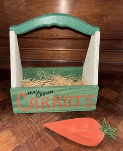 vintage wooden carry crate “Home Grown Carrots”   7x4” Wide  8” High - Picture 1 of 13