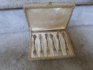 6 Vintage Set Rossi Italy HorsD'oeuvres Cocktail Olive Austerngabeln Silber - Bild 1 von 11