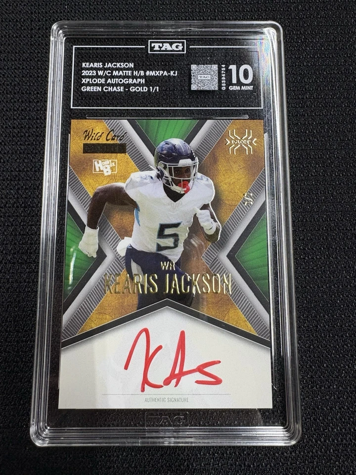 2023 Wild Card XPLODE 亲笔签名绿色 Chase GOLD 1/1 Kearis Jackson CFL — 第 1/3 张图片