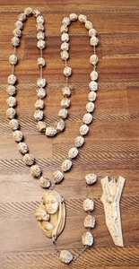 Vintage Heavy Large Wall Hanging Rosary Carved Resin Faux Wood Crucifix 69” Long - Picture 1 of 13