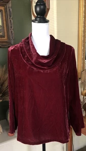 Habitat Cranberry Velvet Cowl Pullover Top XS NWTs $90.00 - Picture 1 of 9