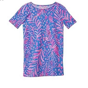 LILLY PULITZER Girls Kids Mini Marlowe Dress Sz XL 12-14 Blue Pink Zebra Design - Picture 1 of 11