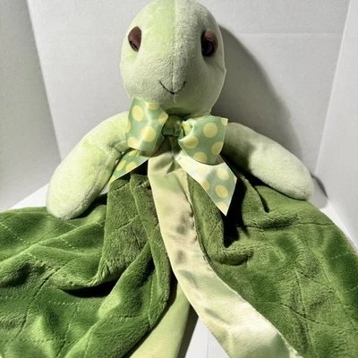 Bearington Baby Turtle Lovey Plush Security Blanket Tiggles Snuggler Green 15" - Image 1 of 4