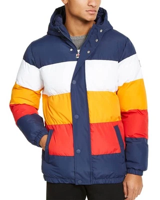 Fila Mens Giovanni Colorblock Puffer Jacket Small Peacoat / White / Yellow / Red - Image 1 of 4