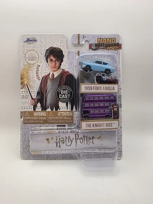 Jada Nano Hollywood Rides Harry Potter 1959 Ford Anglia Knight Bus Die-Cast Set Foto 1 de 2