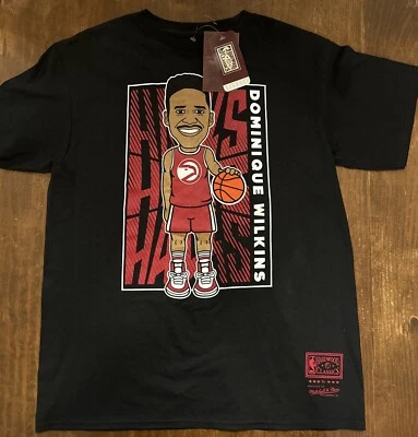 Camiseta preta Michell & Ness Hardwood Classics Dominique Wilkins Youth GG nova com etiquetas - Imagem 1 de 4