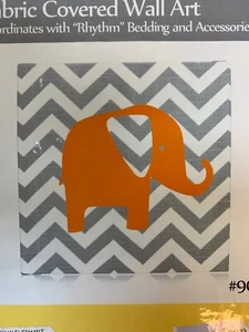 Glenna Jean Rhythm Wall Art - Elephant on Chevron Cloth Canvas - Picture 1 of 2