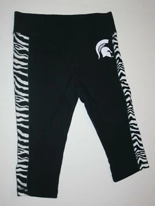 New Justice Girls 7 yr Leggings Crop Black Zebra Stripes Michigan State Spartans - Picture 1 of 2