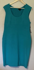 NWT Women's Worthington Size 14 Dress Teal Green Sleeveless Sheath Lined - Picture 1 of 7