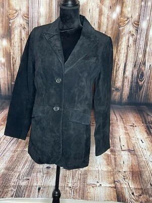Dennis Basso womens black suede two button jacket coat Size XS - Image 1 of 4