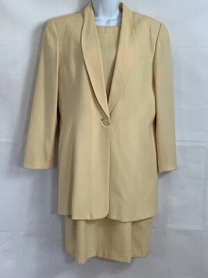 Vestido Kate McNaughton Talla 14 Amarillo 2 Piezas Sin Mangas y Blazer Largo 1 Botón Foto 1 de 4