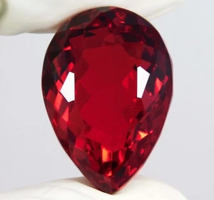 GIE Certified 99.15 Ct Mexican Fire Opal Red Natural Pear Cut Loose Gemstone - Picture 1 of 5