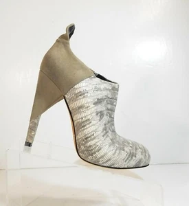 Alexander Wang Women Gray Snake Leather Suede High Heel Booties Size 38 - Picture 1 of 11