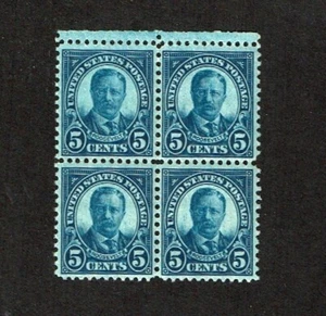 1926-8 U.S. Classic 5c Dk Blue Roosevelt p.11 x 10 1/2 BLKof 4 Sc#637 M/NH/OG - Picture 1 of 1