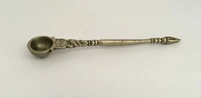 Antique Old Brass Hand Carved Hindu God Worship Spoon Collectible Temple Puja - Image 1 of 4