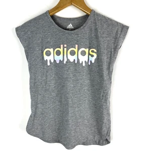 Adidas Youth Girls Large 14 T Shirt Cotton Blend Dripping Logo - Picture 1 of 12
