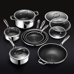 HexClad Kitchen cook 13 pc Hybrid Cookware Set Pods Pans Lids; RRP-829eur - Bild 1 von 9