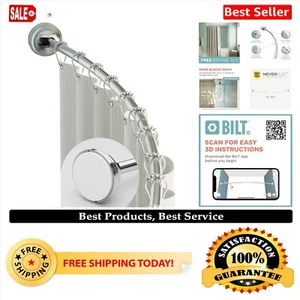 Elegant Curved Tension Shower Curtain Rod 50-72 Inches | Rustproof Satin Nickel - Picture 1 of 8