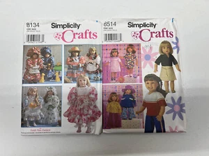 2 Simplicity Crafts Doll Clothing Patterns VTG UNCUT - Picture 1 of 4