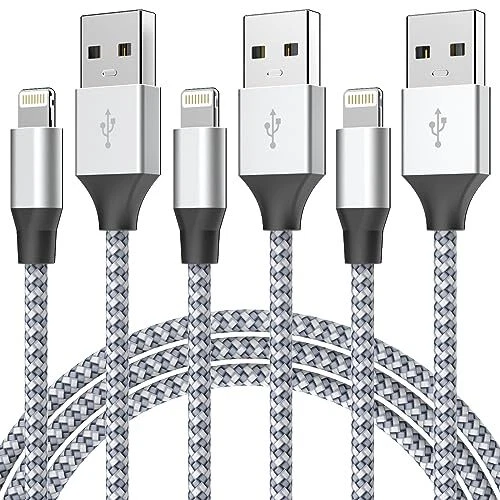Paquete de 3 cables de carga rápida USB de 6 pies para iPhone Foto 1 de 4
