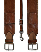 Horse Western Tooled Leather Rear Flank Back Saddle Cinch w 