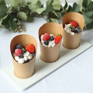 50 Natural 14 oz Round Disposable Paper CUPS Popcorn Snack Boxes Party Events - Picture 1 of 9
