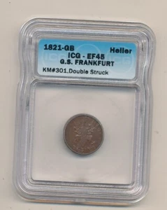 1821 GB HELLER GERMAN STATES KM# 301-DOUBLE STRUCK ERROR!!  ICG EF45 -d121ccxx - Picture 1 of 2