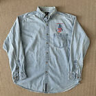 Vintage Dr Pepper 2001 Dallas Championship Denim Shirt Gear Button Up Shirt Sz L