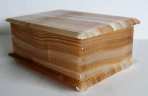 Vintage Elegant Veined Marble 9" x 6" Jewelry Trinket Box Hinged Lid Vanity Box - Picture 1 of 7