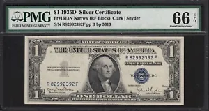 1935D ~ $1 Silver Certificate Note ~ PMG ~ Gem Uncirculated 66 EPQ ~ $248.88 - Picture 1 of 2
