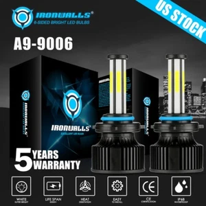 6-Sides 9006 LED Headlight Super Bright Bulbs Kit White 6500K 2800000LM Low Beam - Picture 1 of 12