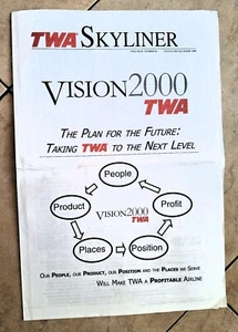 TWA SKYLINER agosto 1999 VISION 2000 edición especial 17 pulgadas x 11 pulgadas 8 páginas - Imagen 1 de 2