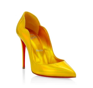 Christian Louboutin Women Hot Chick 4" High Heels Metallic Fluro Yellow, 38, NIB - Picture 1 of 19