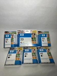 New HP Invent 45 & 23 Black Tricolor Ink Cartridge OEM Factory Sealed Lot - Picture 1 of 5