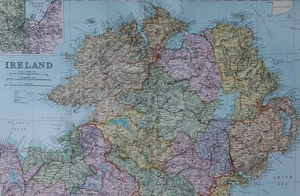 1908 large map of Ulster. 117 years old. Antique original. Belfast, Antrim, Down - Picture 1 of 7